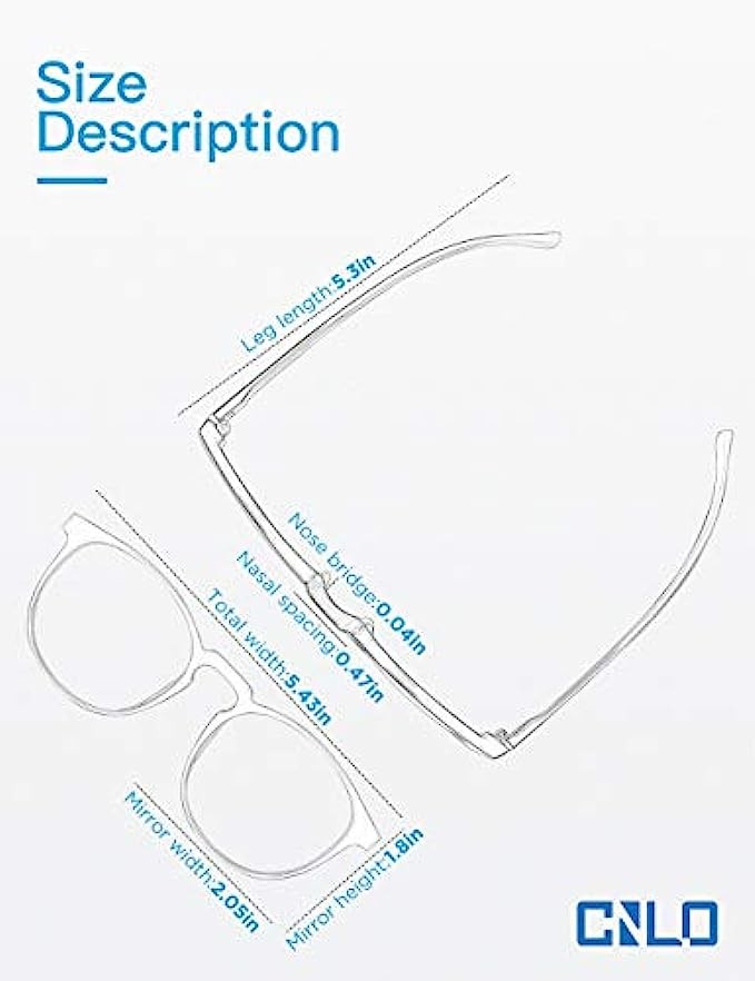 CNLO Blue light blocking Glasses,Computer Glasses,Radiation protection Gaming Glasses,For UV Protection, Anti Eyestrain,Lightweight Frame Eyewear,Men/Women (Crystal)